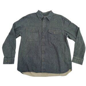 Freedom Foundry Mens Cotton Button-Up Pocket Green Shirt Large